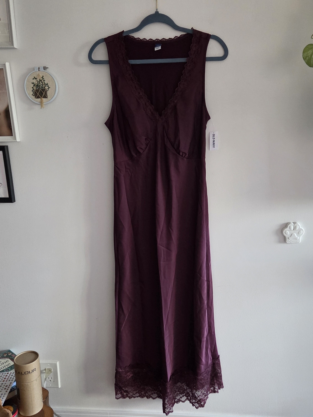 NWT Old Navy Plum Lace-Trim Sleep Slip